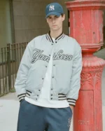 Grey Madhappy Yankees Down Baseball Jacket