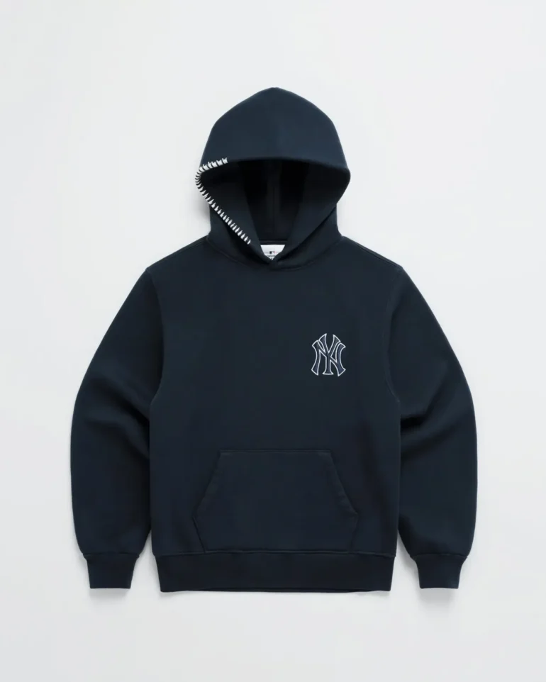 Madhappy Yankees Embroidered Fleece Navy Blue Hoodie