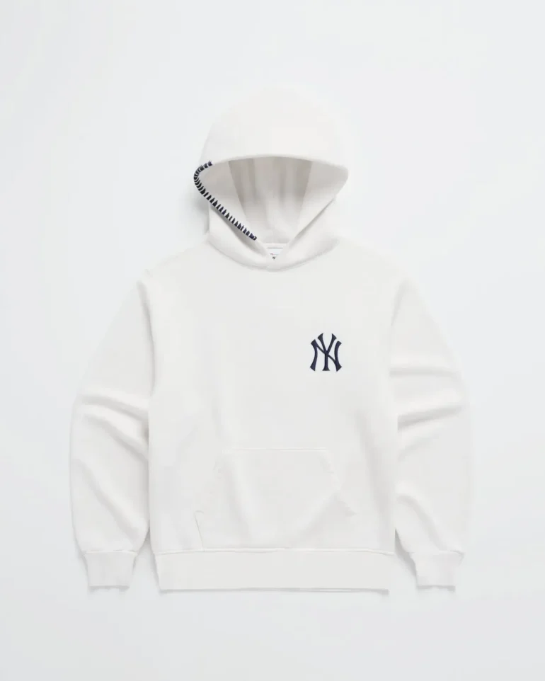 White Madhappy Yankees Embroidered Fleece Hoodie